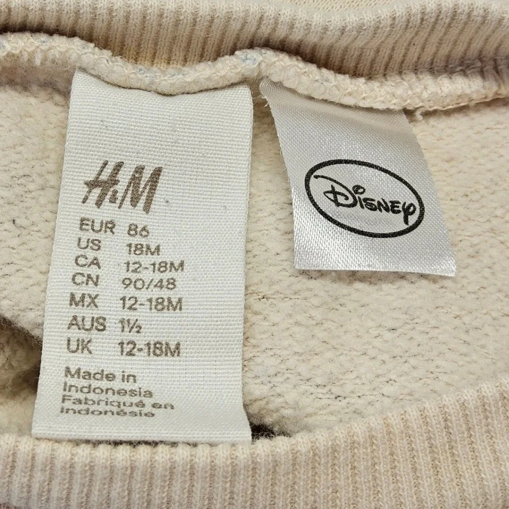 H&M Disney‎ Sweatshirt Kids 18M Cream Mickey Mouse Donald Duck Graphic Pullover